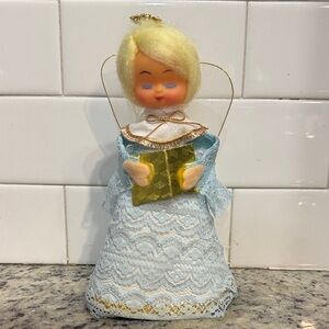 Vintage Charming Angel Figurine Con Doll Tree Topper with Gold Accents